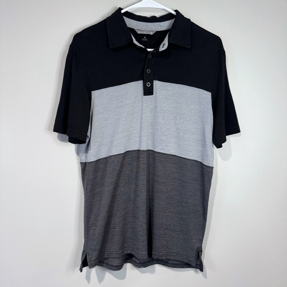 Smartwool Men's Small Merino Wool Black & Gray Performance Polo Shirt Athleisure